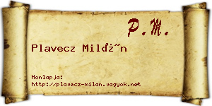 Plavecz Milán névjegykártya