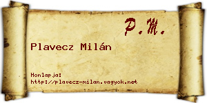 Plavecz Milán névjegykártya